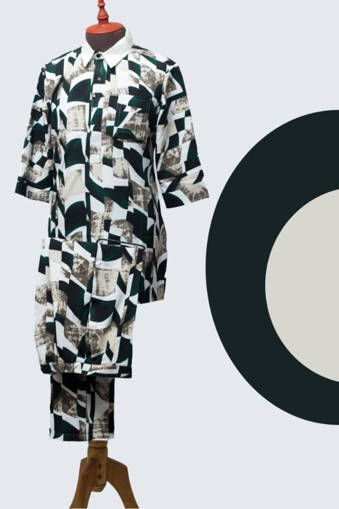 Vintage Style Men's Two-Piece Outfit – Graphic Print Shirt & Trousers