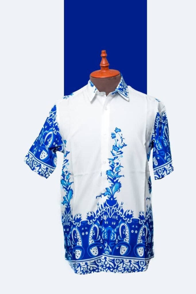 Men’s Vintage-Inspired Casual Shirt – Blue & White
